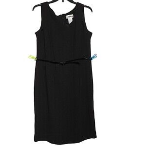 Danny + Nicole Women's Black Textured Sleeveless Shift Midi Dress Size 12 Petite